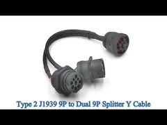 Alemán 9-Pin J1939 Femenino a J1939 Hombre Cuadrado Flange & roscado J1939 Hombre Splitter Y Cable