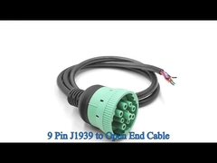 Verde J1939 9pin para el cable de cola de cerdo de extremo abierto