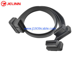OBD2 OBDII J1962 Right Angle Male 24V to Dual Female Flat Y Cable