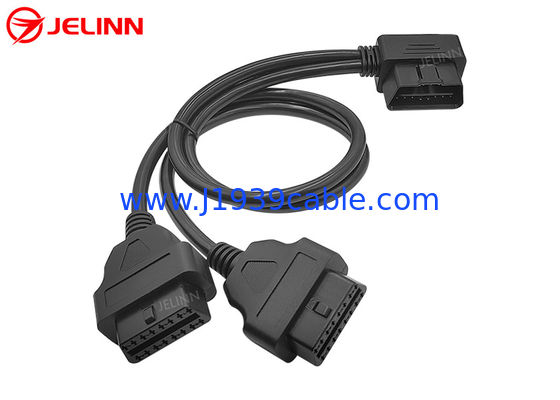 OBD2 OBDII 16 Pin Right Angle Male to Dual Female Round Split Y Cable