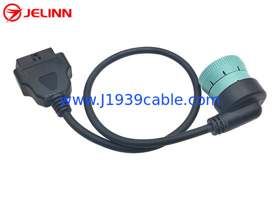 Right Angle Green J1939 Deutsch 9-Pin Female to J1962 OBD2 16 Pin Female Cable