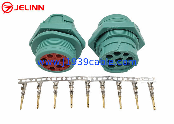 Tipo roscado verde - 2 conector del enchufe masculino del Pin J1939 de Deutsch 9 con 9 pernos