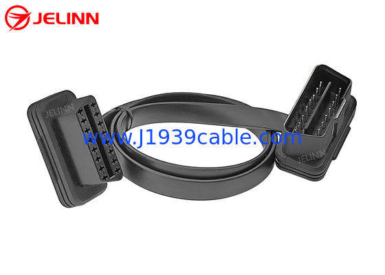 Varón de ángulo recto de OBD2 OBDII 16-Pin J1962 al cable plano de la extensión femenina