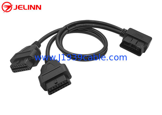 OBD2 OBDII 16 Pin Right Angle Male a doblarse cable partido redondo femenino de Y