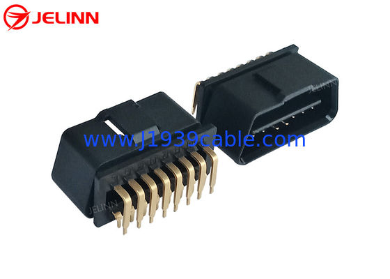 16 conector del enchufe masculino del Pin J1962 OBD2 OBDII con los pernos de ángulo recto de 90 grados