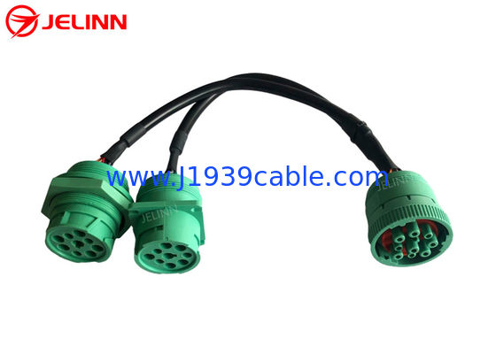 La hembra verde del Pin J1939 de Deutsch 9 al reborde masculino del cuadrado J1939 y al varón roscado J1939 partió el cable de Y