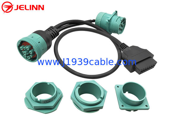 Deutsch J1939 Hombre Hembra a OBD 2 OBD2 Conector de cable de separación Y con 4 soportes de montaje de paneles diferentes