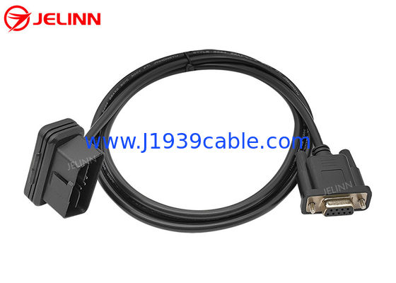 J1962 Ángulo recto OBD 2 OBD2 16 pines para el cable de conexión RS232 DB9