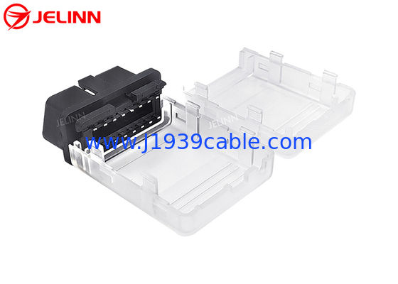 OBD2 Revestimiento transparente de plástico OBD 2 Revestimiento y conector masculino OBDII con pines rectos